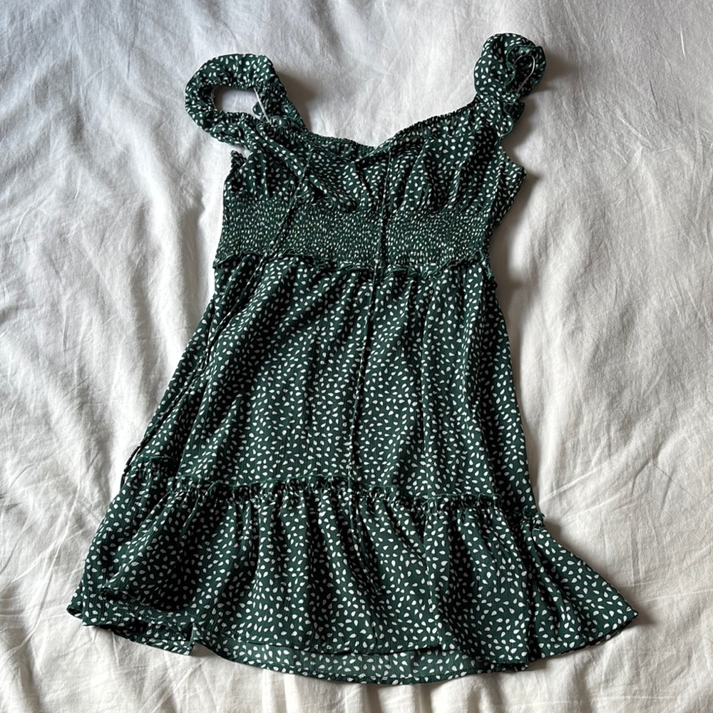 Green and white dress